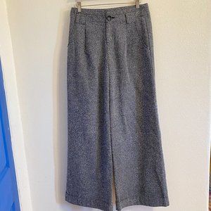 Free People Super Wide Leg Black and White Tweed Herringbone Pants Size 2